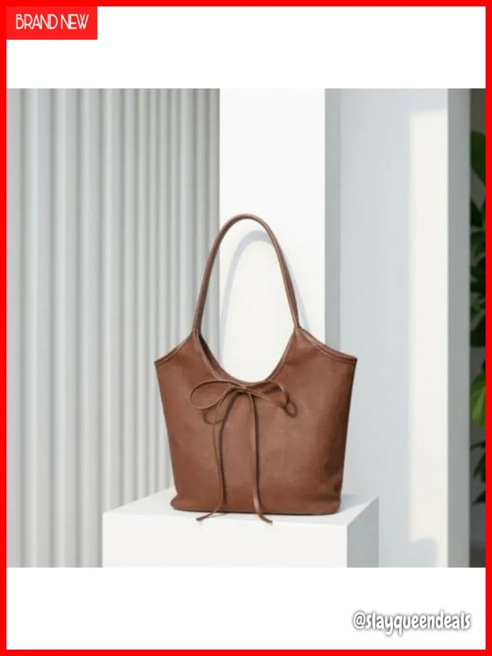 Suede Hobo Bag Large Shoulder Satchel Magnetic Closure Bow Accent